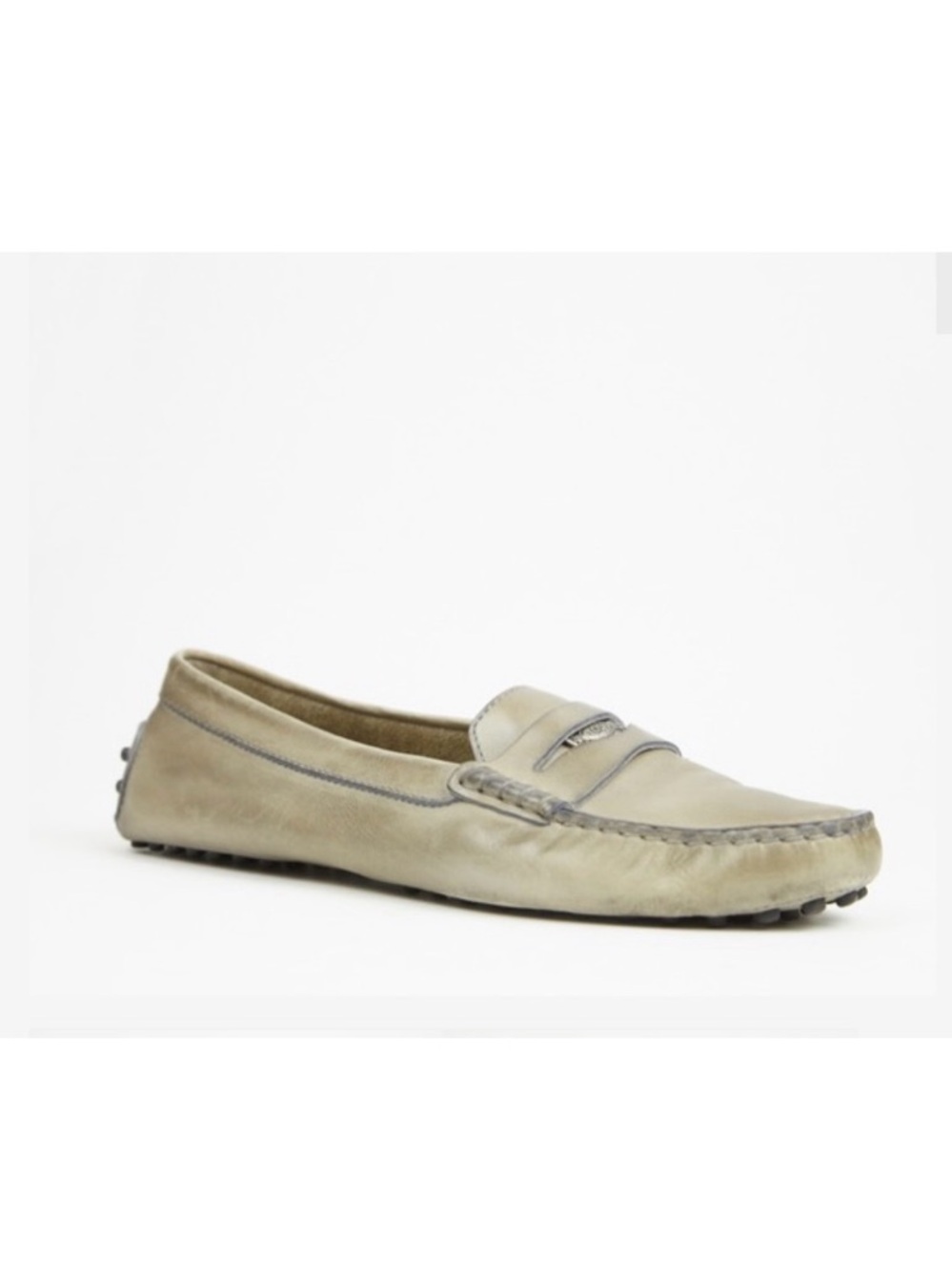 Tod’s Distressed-style Gommino Leather Penny/Driving Moccasin Loafers, Taupe, 38